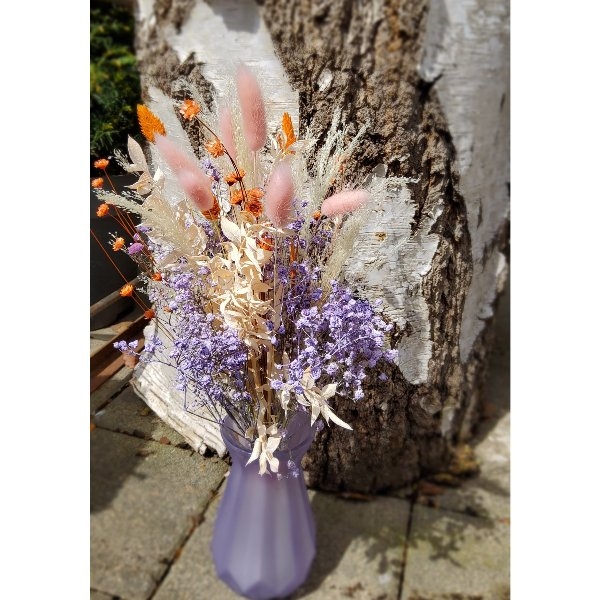 Strauß "Trockenstrauß  in pastell mit Vase" Bild 1